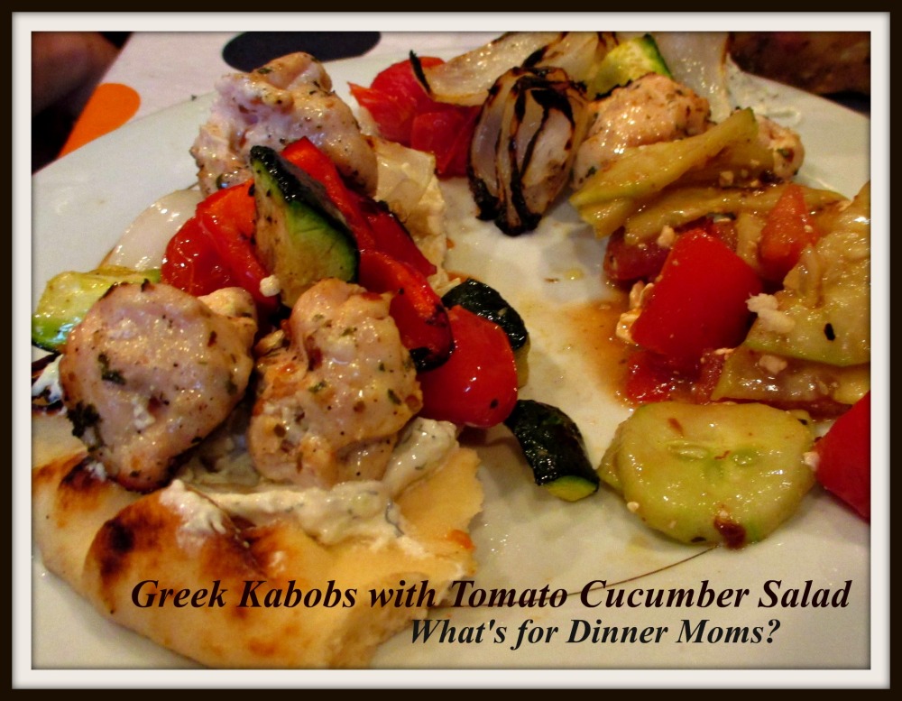 Greek Kabobs with Tomato Cucumber Salad